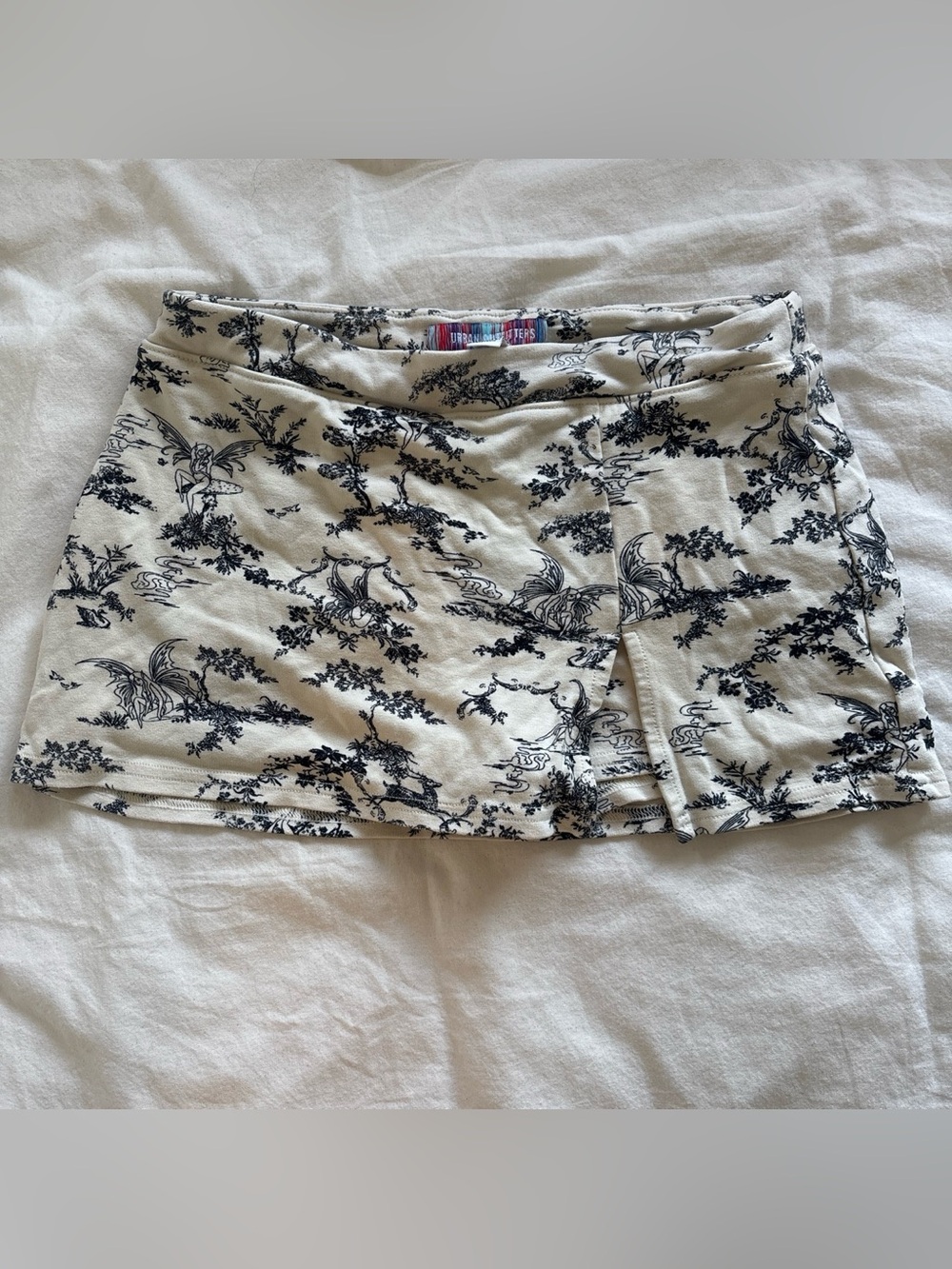 Urban Outfitters Cream and Black Fairy Print Mini Skort